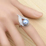 925 Silver Pearl Jewelry Set for Women's Party with Crystals
