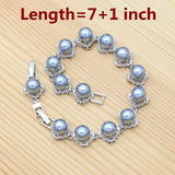 925 Silver Pearl Jewelry Set for Women's Party with Crystals