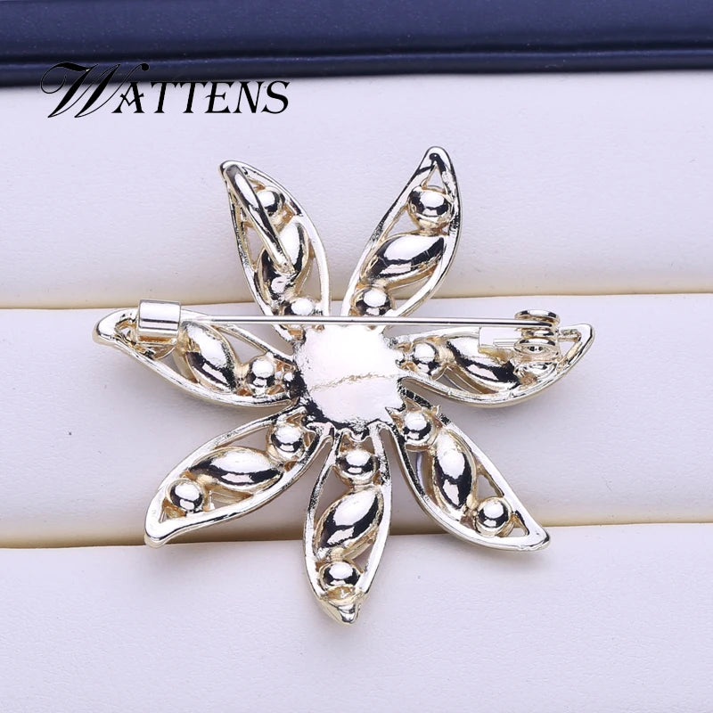 Noble Flowers Pearl Brooch Pin Colored Zircon Bohemia Brooch