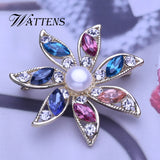 Noble Flowers Pearl Brooch Pin Colored Zircon Bohemia Brooch