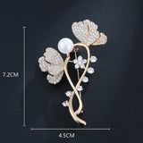 S925 Silver Flower Brooch for Women Fine Diamond Jewelry Christmas Pin