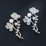 S925 Silver Flower Brooch for Women Fine Diamond Jewelry Christmas Pin