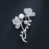 S925 Silver Flower Brooch for Women Fine Diamond Jewelry Christmas Pin