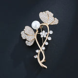 S925 Silver Flower Brooch for Women Fine Diamond Jewelry Christmas Pin