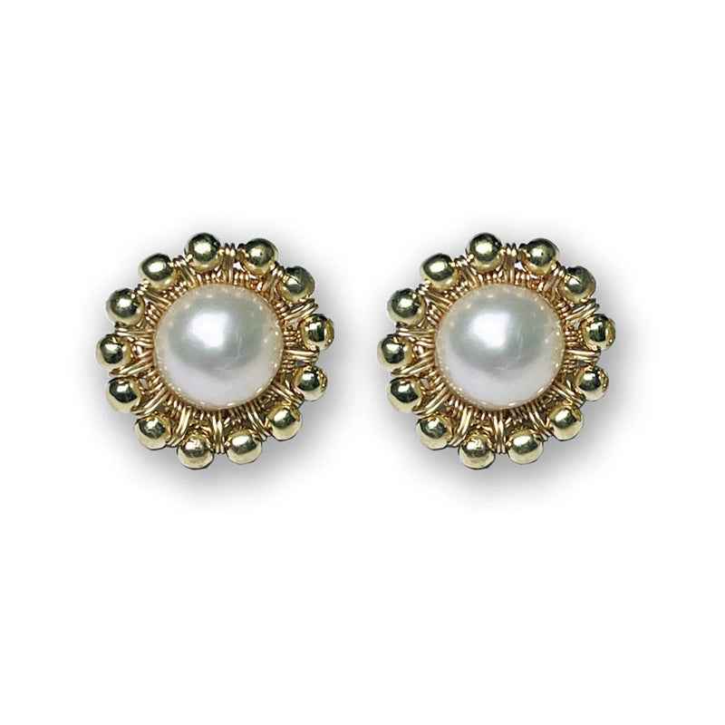 Pearl Lace 14K Filled Hand-wound Vintage Earrings For Women