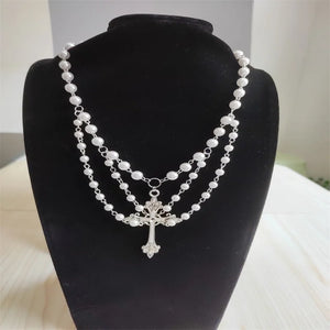 Pearl Large Cross Necklace for Women