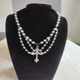 Pearl Large Cross Necklace for Women