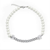Pearl Letter Stitching Choker Necklaces INS Niche Hip Hop Necklace