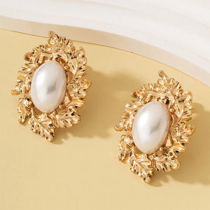 Metal Leaves Clip On Earrings Vintage Style