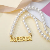 Personalized Pearl Name Necklace for Women Stainless Steel Choker