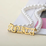 Personalized Pearl Name Necklace for Women Stainless Steel Choker