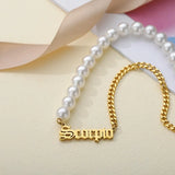 Personalized Pearl Name Necklace for Women Stainless Steel Choker