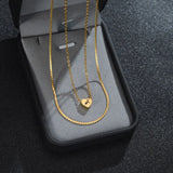 Pearl Name Necklace Double Layer Chain Stainless Steel Engrave for Woman