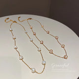 14k Real Plated Pearl Pendant Necklace for Women