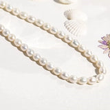 Pearl Choker Necklace Chain 5-7mm Oval Pearls Cultured Strand Dainty