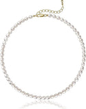 Pearl Choker Necklace Chain 5-7mm Oval Pearls Cultured Strand Dainty