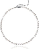 Pearl Choker Necklace Chain 5-7mm Oval Pearls Cultured Strand Dainty