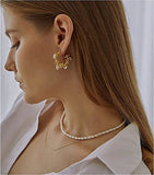 Pearl Choker Necklace Chain 5-7mm Oval Pearls Cultured Strand Dainty