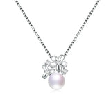 925 Silver Pearl Necklace for Women Girls Charms