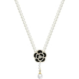 Vintage Camellia Pendant Beaded Sweater Chain