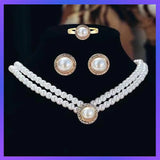 Pearl Necklace Earrings Ring Sets Wedding Jewelry Sets Bride Jewelry Set