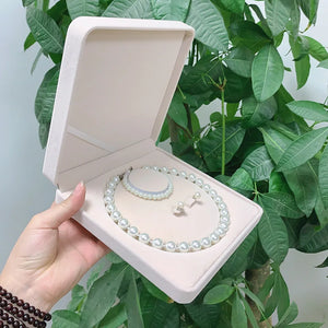 Pearl Necklace Gift Display Box Wedding Ring Earring Bracelet Jewelry Set