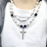 Layered Pearl Pendant Necklace Punk Pendant Necklace Gift for Girl
