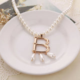 Pearl Necklace Letter B Pendant Girl Women Collar Halloween Jewelry