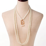 Pearl Necklace Letter B Pendant Girl Women Collar Halloween Jewelry