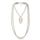 Pearl Necklace Letter B Pendant Girl Women Collar Halloween Jewelry