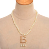 Pearl Necklace Letter B Pendant Girl Women Collar Halloween Jewelry
