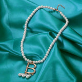 Pearl Necklace Letter B Pendant Girl Women Collar Halloween Jewelry