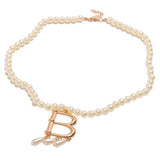 Pearl Necklace Letter B Pendant Girl Women Collar Halloween Jewelry