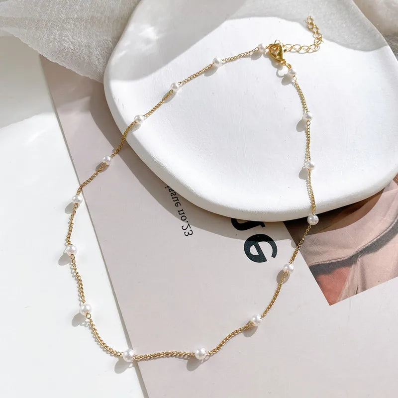 Multilayer Pearl Necklace Women's Collarbone Chain