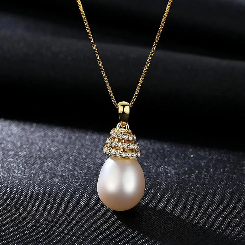 Real Pearl Necklace Pendant 925 Sterling Silver Jewelry