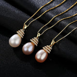Real Pearl Necklace Pendant 925 Sterling Silver Jewelry