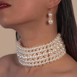 African Pearl Necklace & Pendant Layer Torques Set