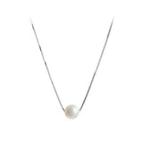 925 Sterling Silver Pearl Necklace Pendant Round Jewelry For Women