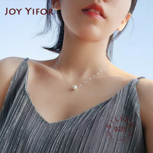 925 Sterling Silver Pearl Necklace Pendant Round Jewelry For Women