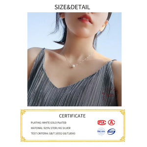 925 Sterling Silver Pearl Necklace Pendant Round Jewelry For Women