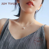 925 Sterling Silver Pearl Necklace Pendant Round Jewelry For Women