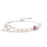 925 Silver Pearl Necklace Heart Charm Wedding Jewelry Set