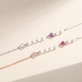 925 Silver Pearl Necklace Heart Charm Wedding Jewelry Set