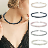 925 Silver Choker Necklace Clavicle Chain Jewelry Collier Femme 6-8MM
