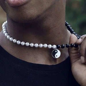 Modern Pearl Necklace for Men - Stainless Steel