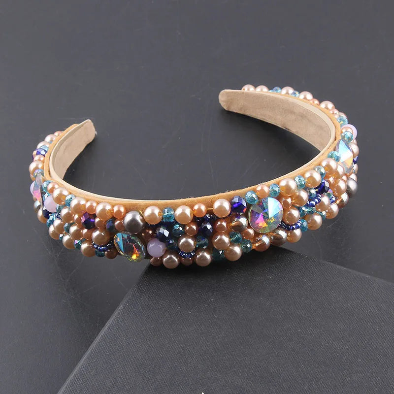Baroque Rhinestone Pearl Headband Wedding Hair Accessories