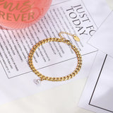 Pearl Pendant Bracelet Stainless Steel Non Fading Cuban Chain Bangle Female