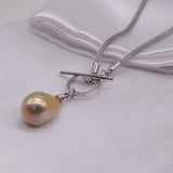 Pearl Pendant Necklace Freshwater Pearl Rope Necklace Silver Necklace