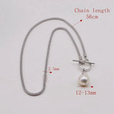 Pearl Pendant Necklace Freshwater Pearl Rope Necklace Silver Necklace