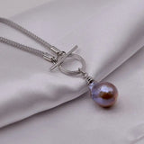 Pearl Pendant Necklace Freshwater Pearl Rope Necklace Silver Necklace
